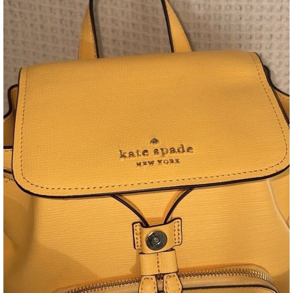 kate spade new york Darcy Flap Mini Backpack - Daybreak Yellow Designer Bag - Picture 3 of 12